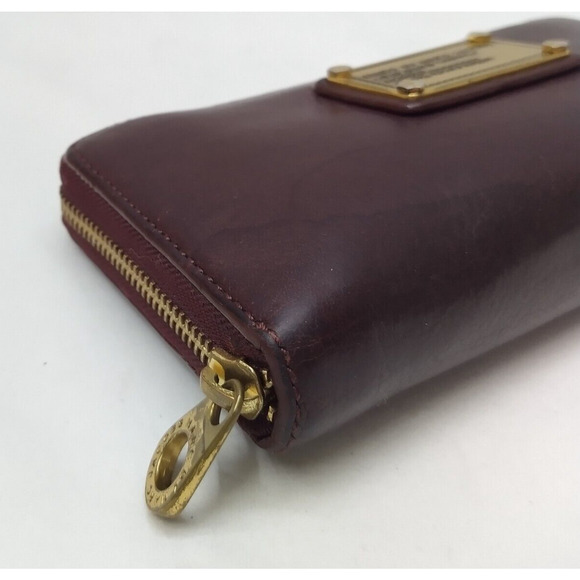 Marc By Marc Jacobs Maroon Leather Zip Around Credit Card Long Wallet - Picture 8 of 16